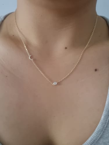 Customer photo review of Sideways Pave Single Letter Necklace