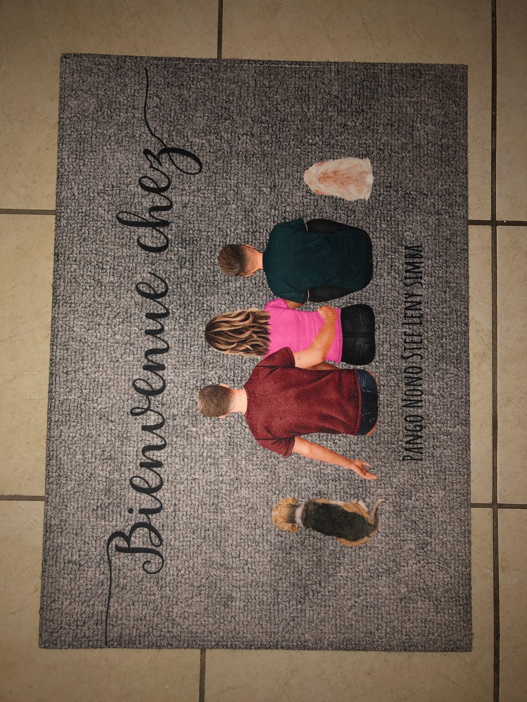 Customer photo review of Famille - Paillasson personnalisé
