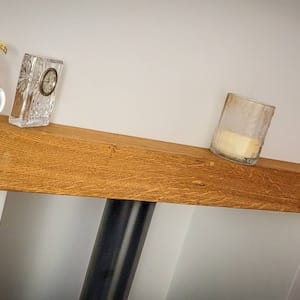 Customer photo review of Floating Oak Mantle Beam 9.5cm x 9.5cm