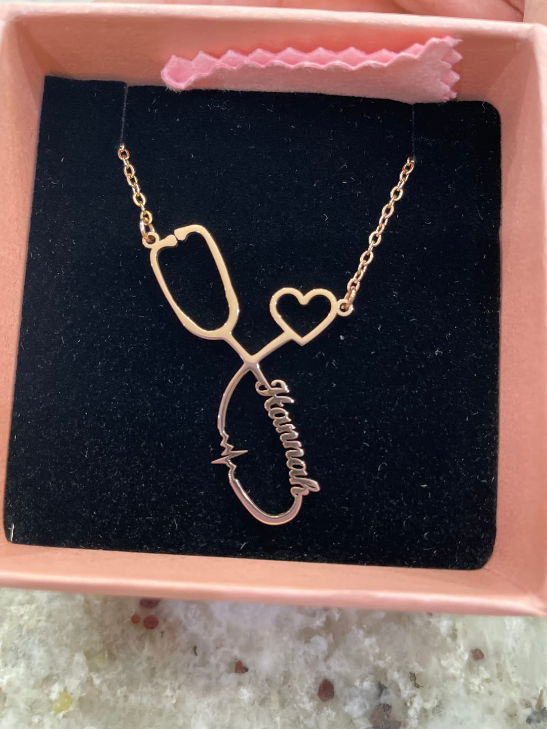 Customer photo review of Stethoscope Name Necklace EKG