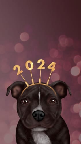 Customer photo review of Staffordshire Bull Terrier New Year Phone Wallpaper