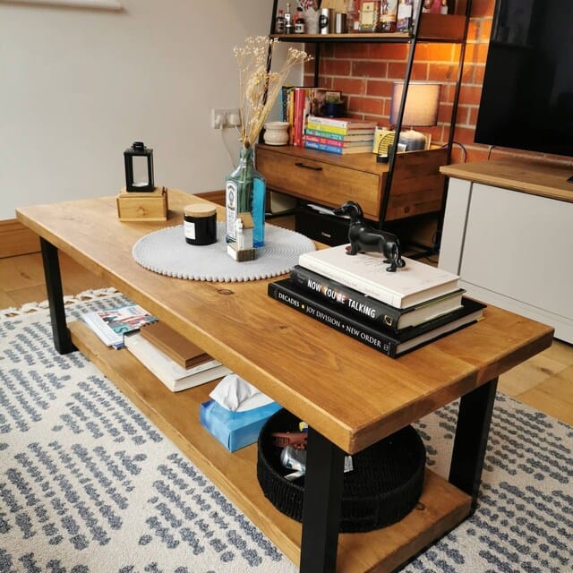 Customer photo review of Rustic Wooden Coffee Table