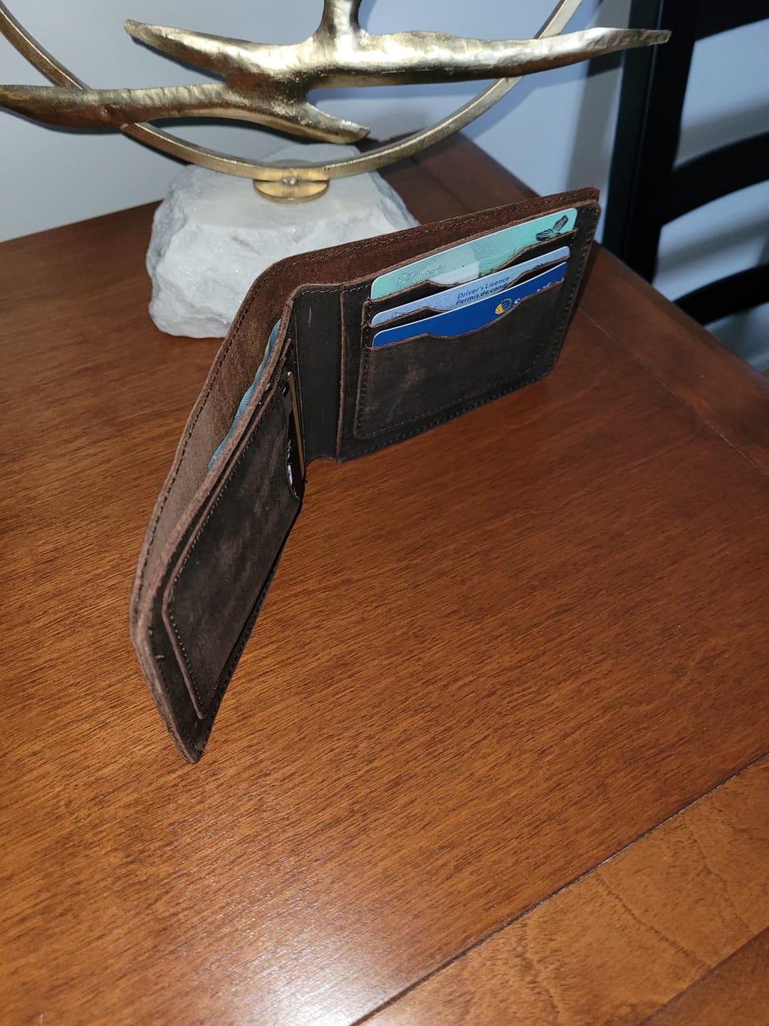 Customer photo review of Brown Full Grain Leather Minimalist Wallet