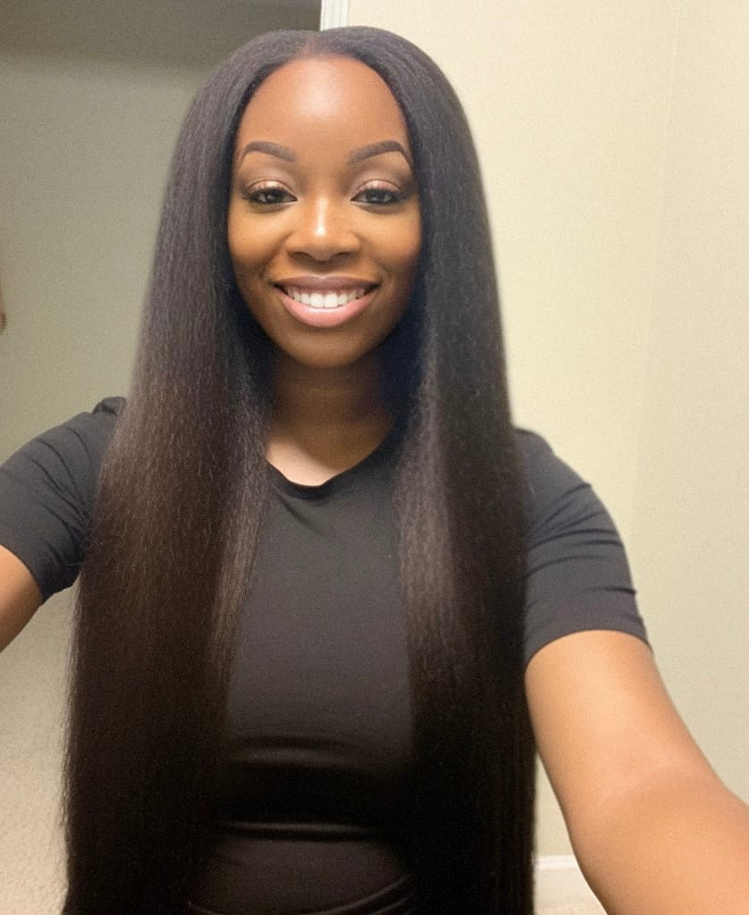 Customer photo review of Jada Cambodian Kinky Straight - Traditional Weft Clip In Bundles