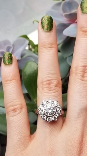 Customer photo review of Halo Flower CZ Ring in Sterling Silver