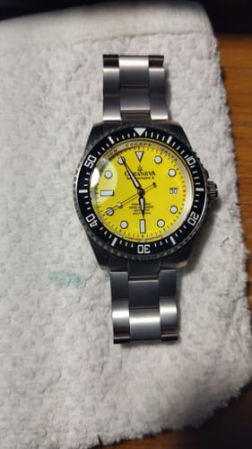 Customer photo review of Oceaneva™ Men's Deep Marine Explorer II 1250M Titanium Watch Yellow