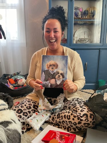 Customer photo review of Custom Step Brothers Portrait Canvas for Brothers, Friends, Pet and Pet Owner, Pet Brothers