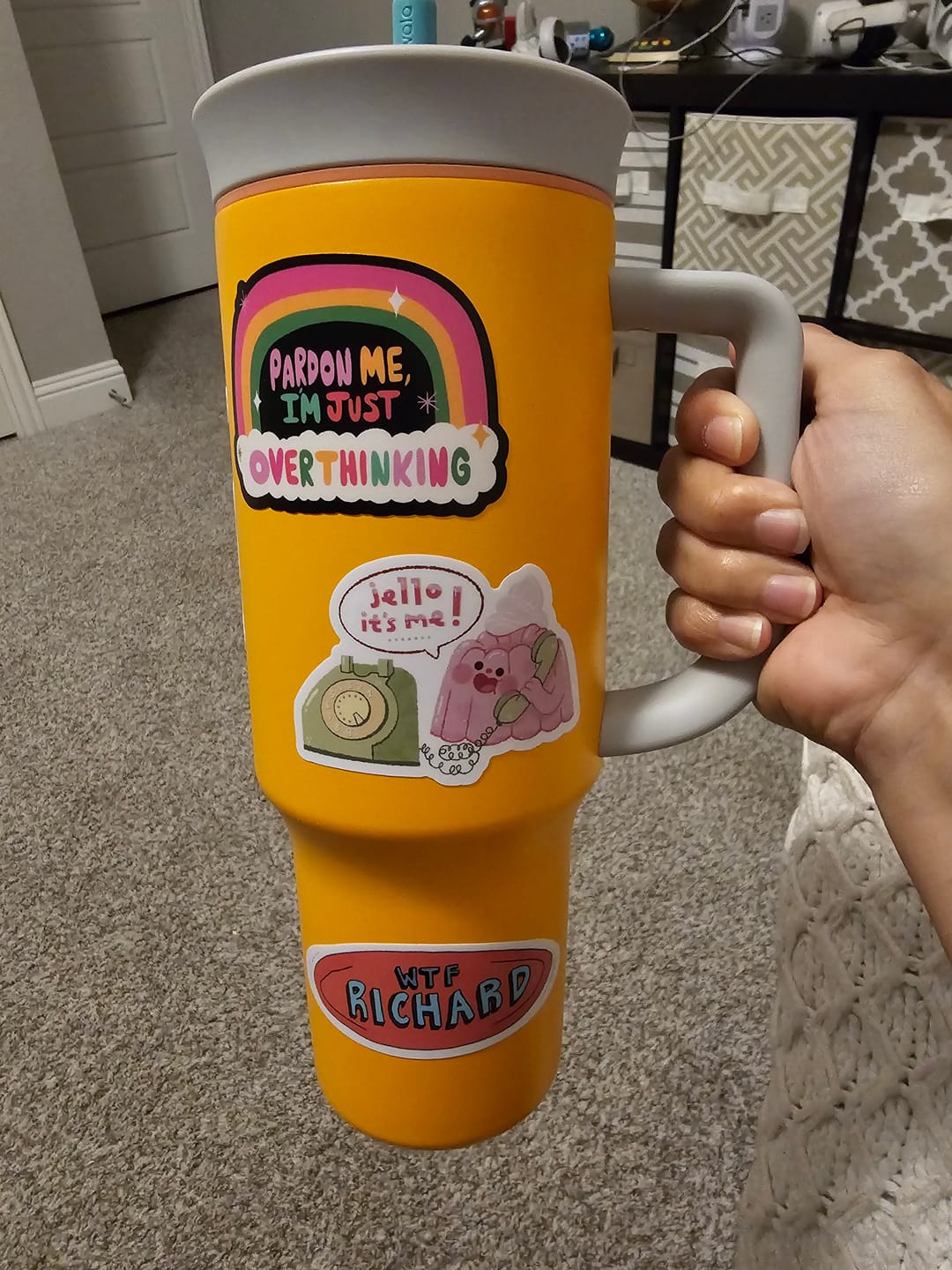 Customer photo review of "You will die without me you idiot" water sticker