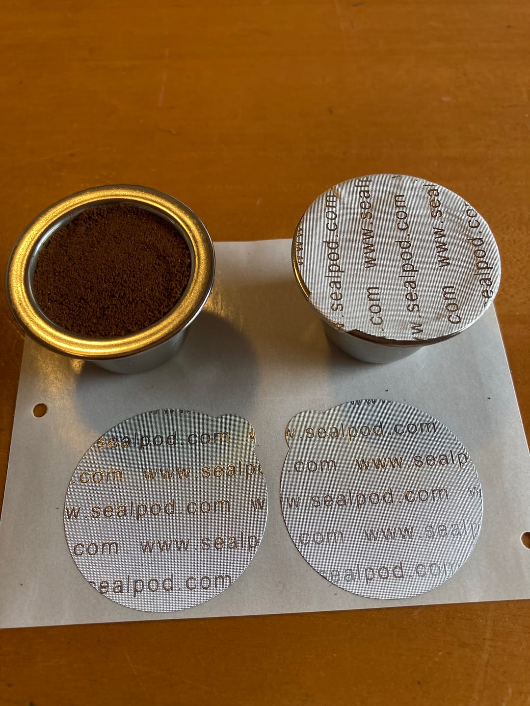 Customer photo review of SealPod Espresso Sticker Lids