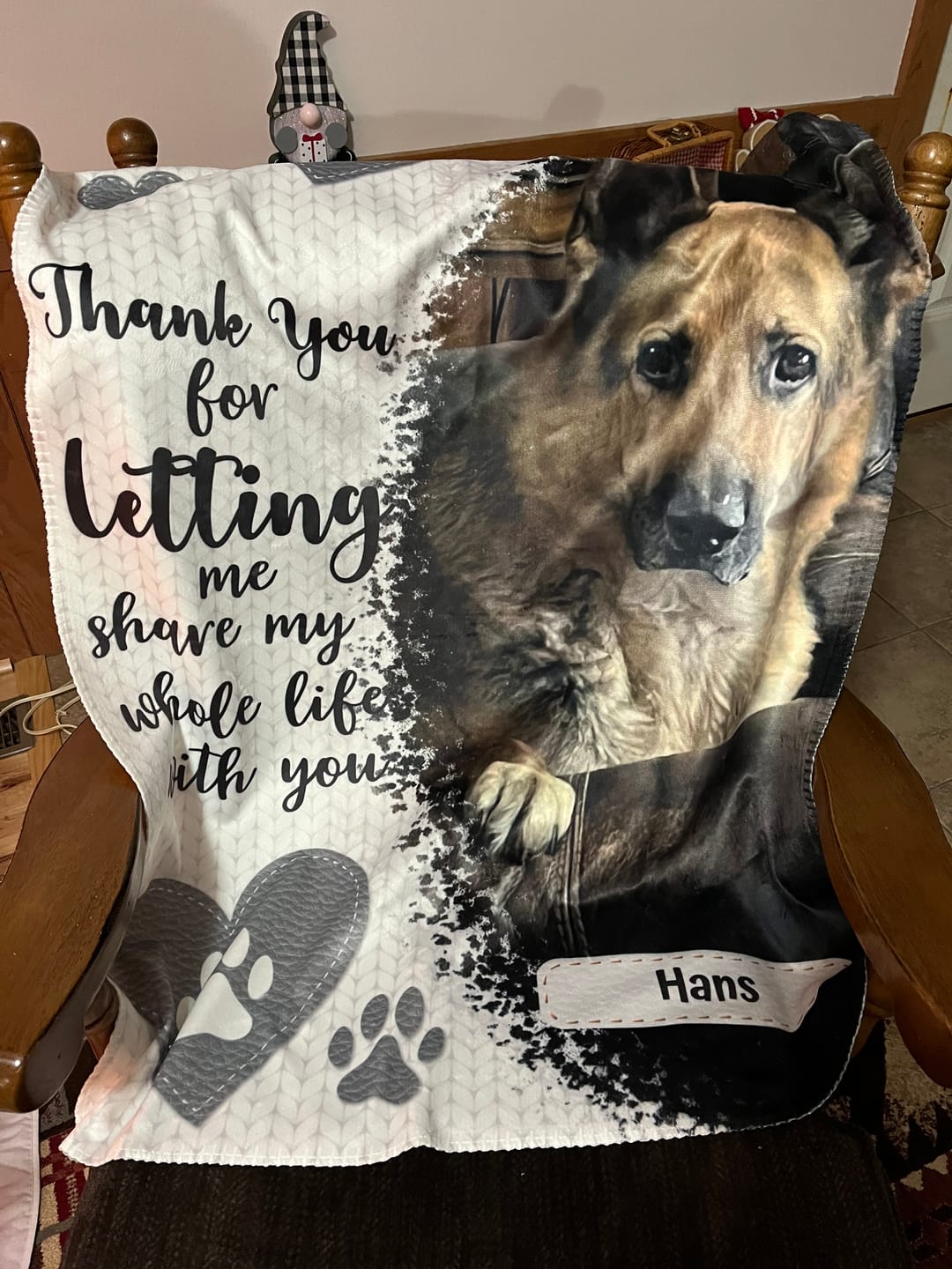 Customer photo review of Thank you - Personalized blanket