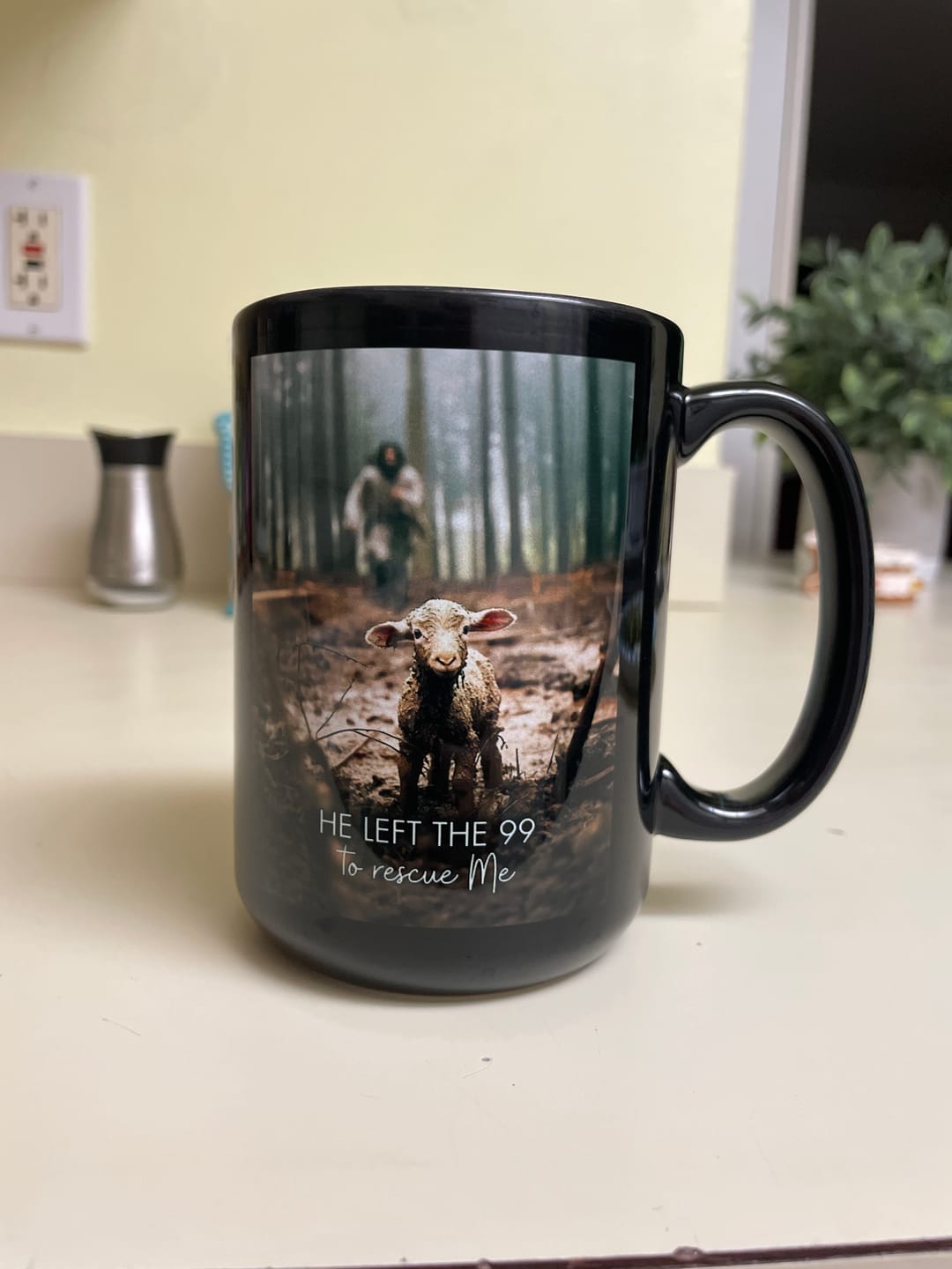 Customer photo review of He Left the 99 to Rescue Me, Jesus and Lost Sheep, Coffee Mug
