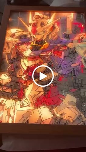 Customer video review of Gundam Custom Light Painting Lamp Light-Up Table Lamp Artwork