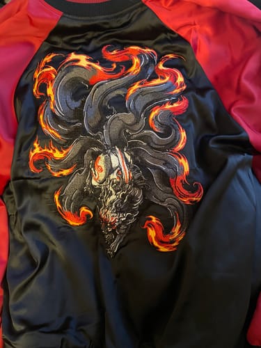 Customer photo review of Fiery Nine Tailed Kitsune Sukajan Jacket