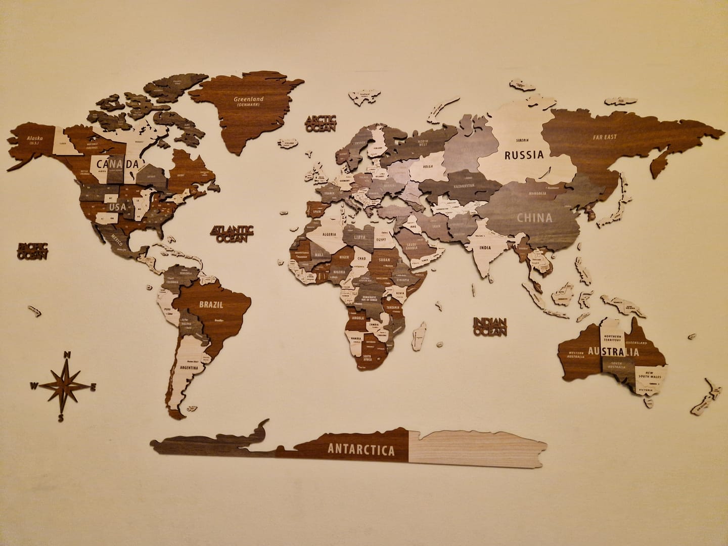 Customer photo review of Wooden World Map with States and Capitals - Multilayered