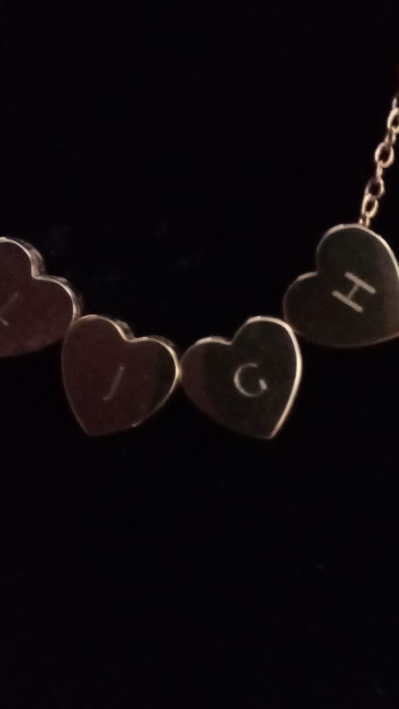 Customer photo review of Amo Heart Quadruple Bead Necklace in Gold