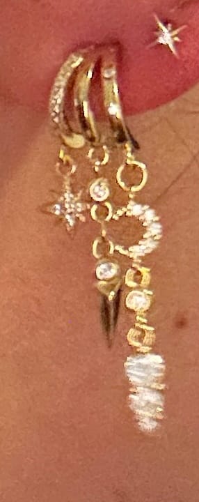 Customer photo review of Nyx Stars and Moon Earrings- Gold