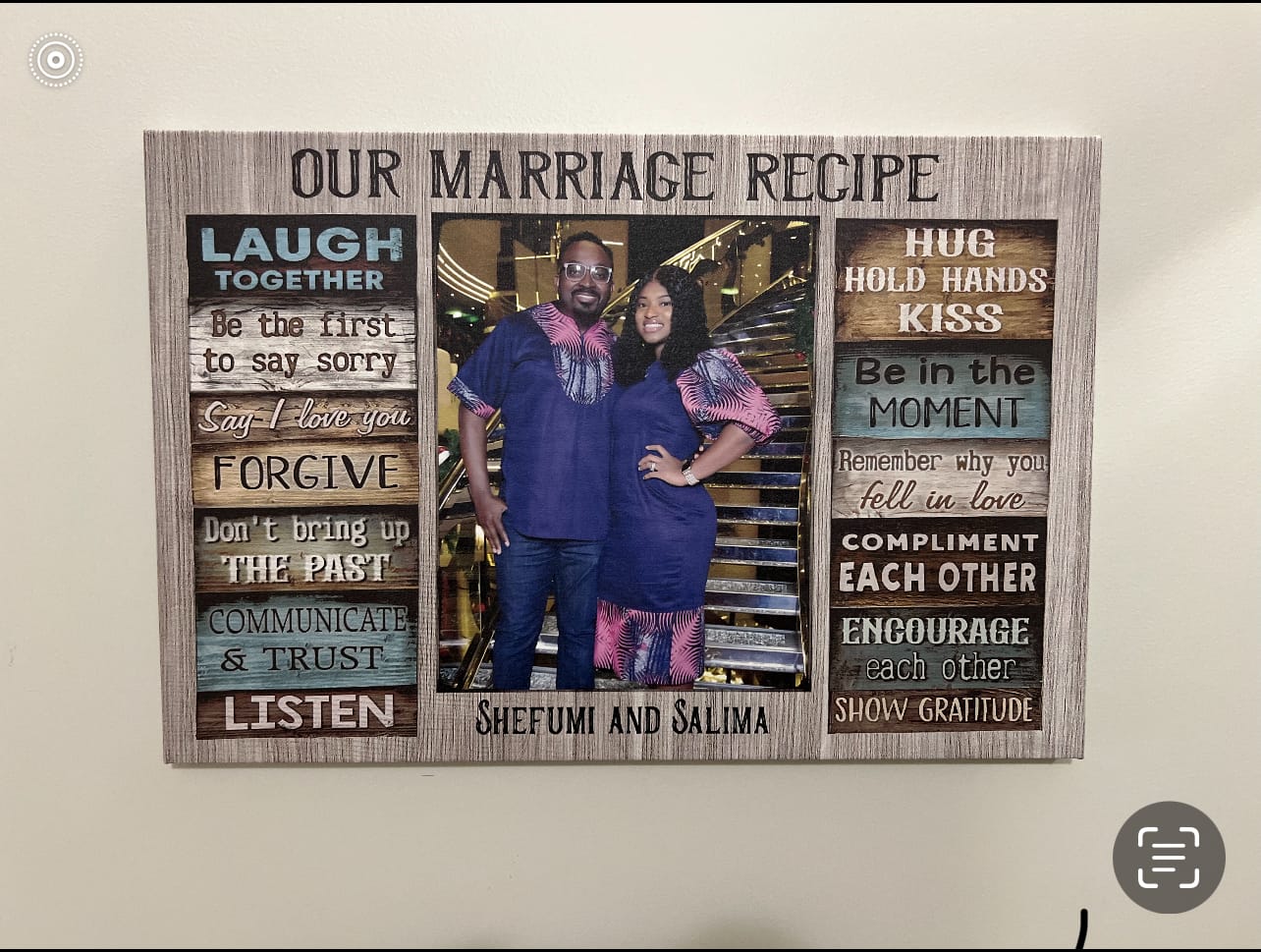 Customer photo review of Personalized Canvas Prints Custom Couple Photo and Name - For Our Forever Love - Marriage Recipe Dem Canvas