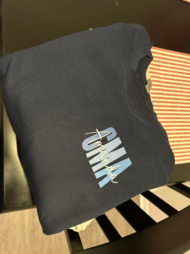 Customer photo review of Personalized Sweatshirt | Blue or Pink Certifications
