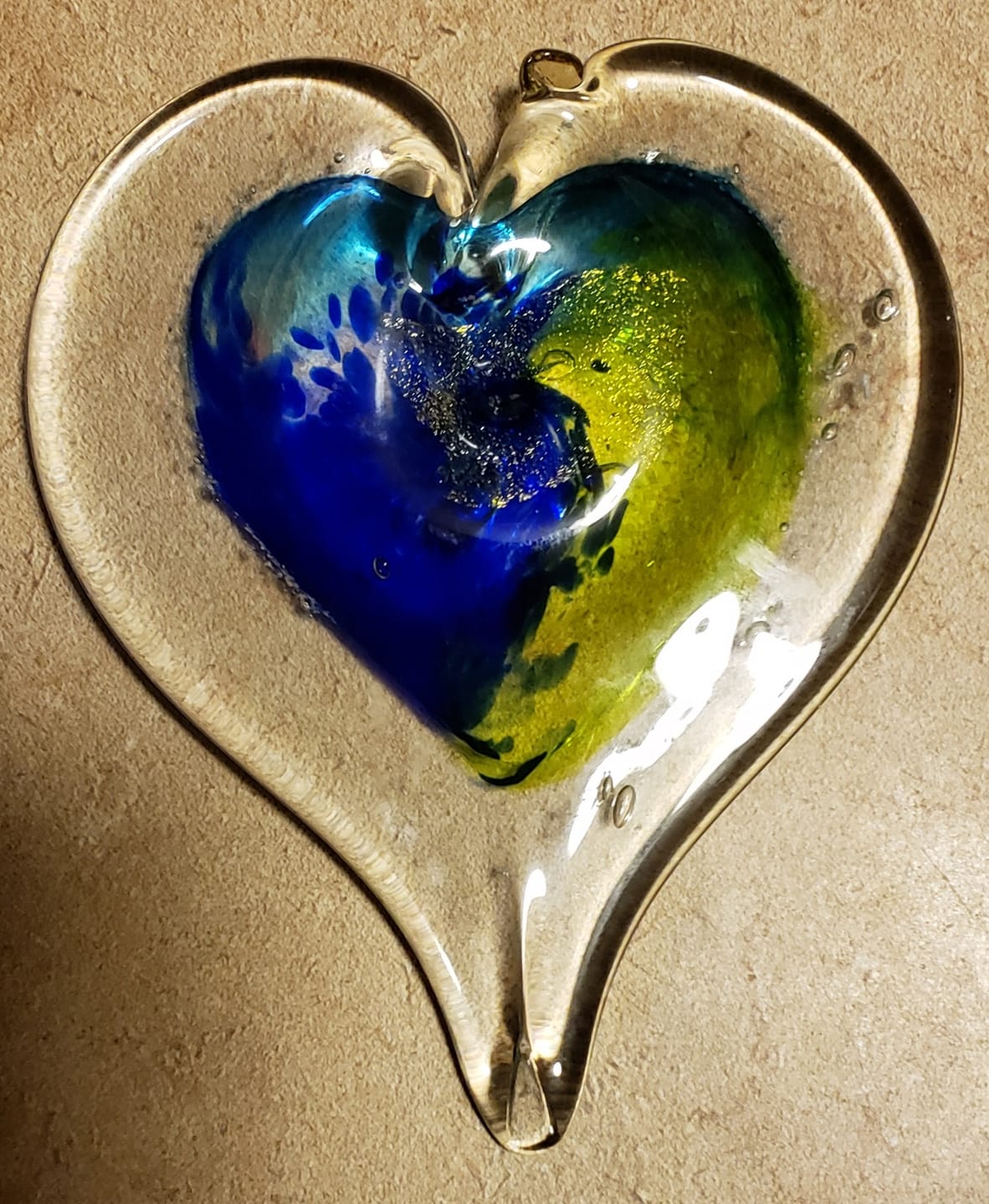 Customer photo review of Dichroic Heart Suncatcher with Infused Cremains
