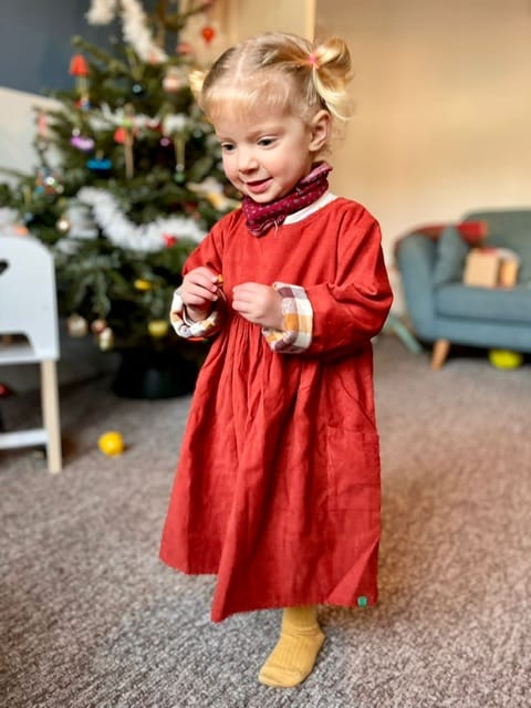 Customer photo review of Burnt Ochre Day After Day Reversible Corduroy Pocket Dress
