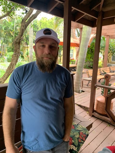 Customer photo review of Custom Leather Patch Trucker Hat - Richardson 112