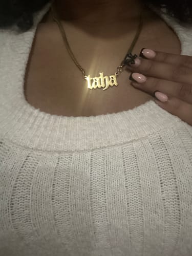 Customer photo review of Herringbone Name Necklace