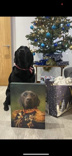 Customer photo review of The General – Custom Vintage Pet Canvas