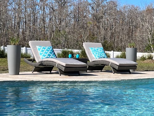 Customer photo review of Bari 3 Piece Outdoor Chaise Lounge Set in Mixed Gray