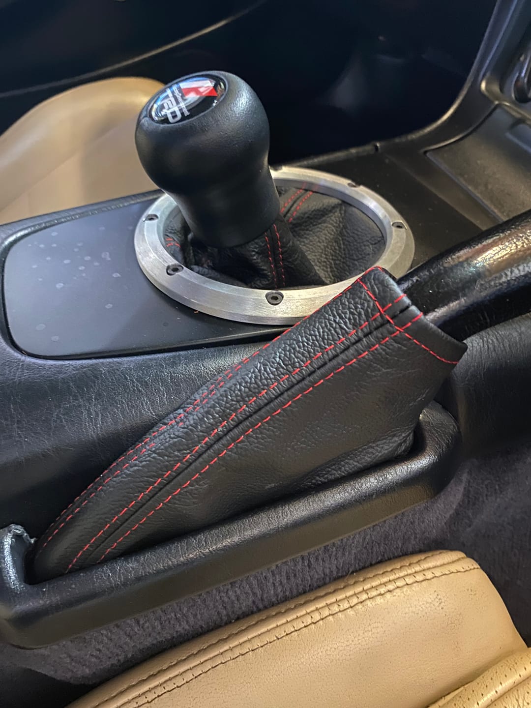 Customer photo review of Leather/Alcantara/Carbon E-Brake Boot