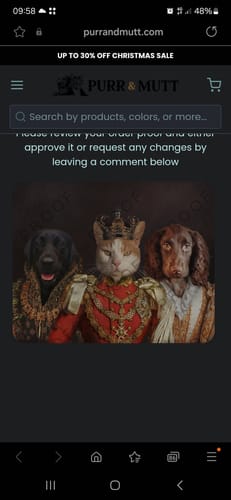 Customer photo review of The Queen, Prince & Princess - Custom Pet Canvas