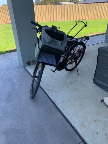 Customer photo review of All In One Pet Carrier Bag | Dog Bike Basket | Backpack for Dogs & Cats | Car Booster Seat