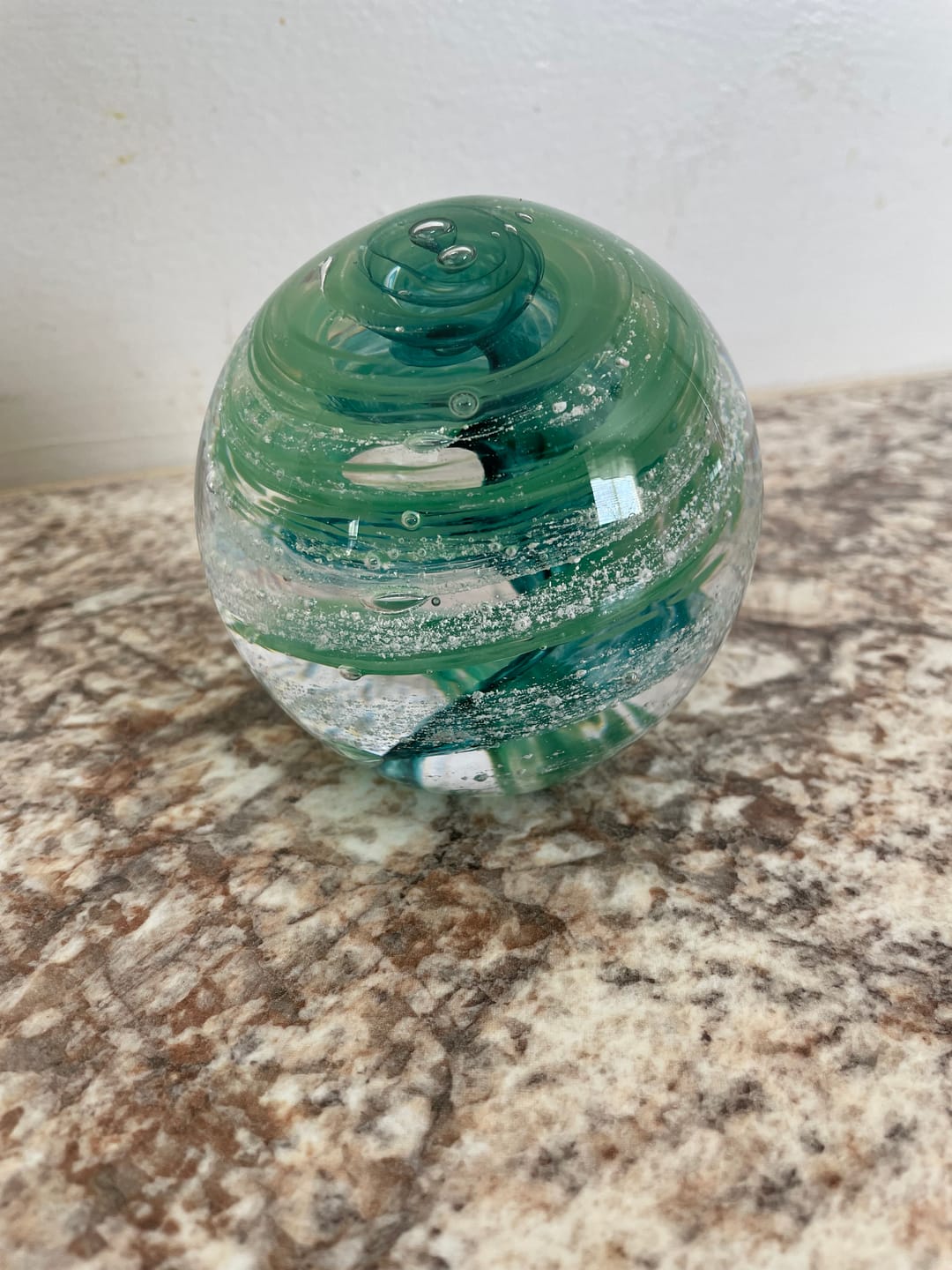 Customer photo review of Tranquil Swirl Paperweight with Cremation Ash