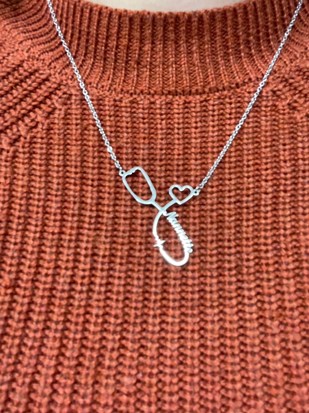 Customer photo review of Stethoscope Name Necklace EKG