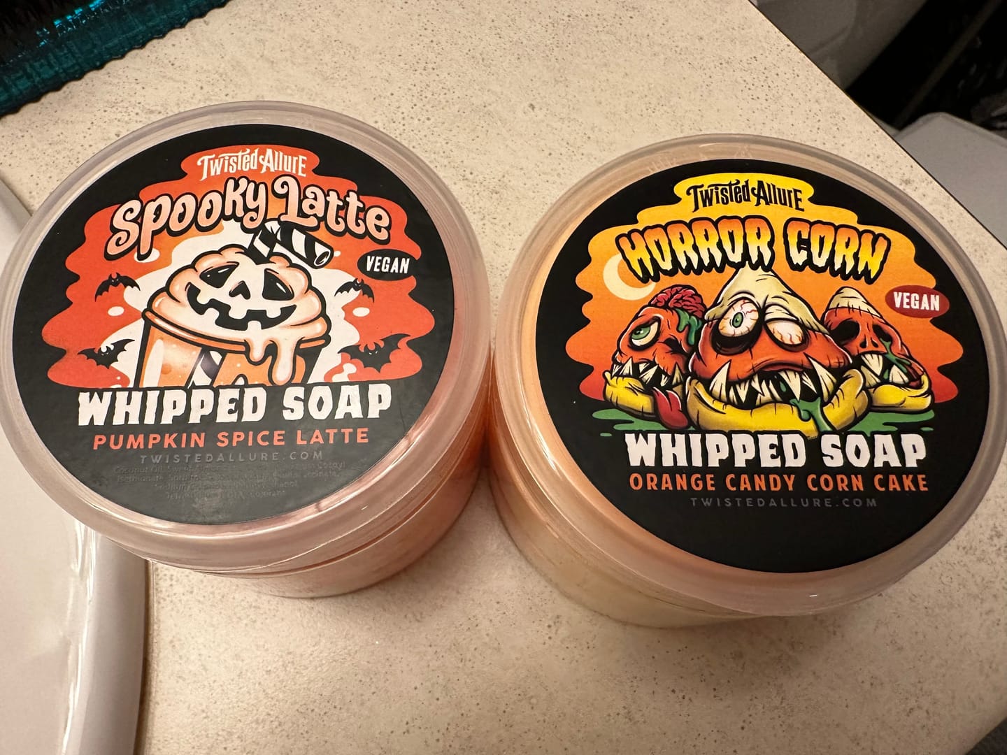 Customer photo review of Horror Corn Whipped Soap (orange candy corn cake)
