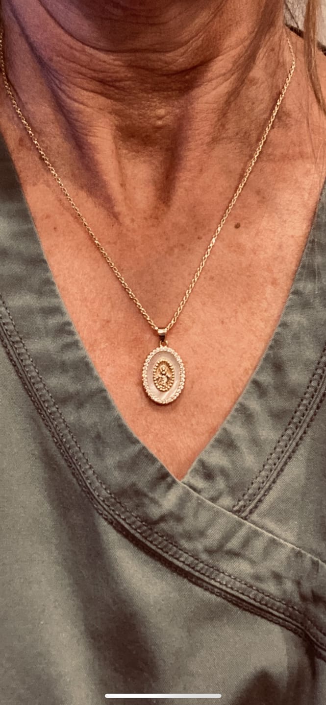 Customer photo review of Holy Mother Mary Necklace