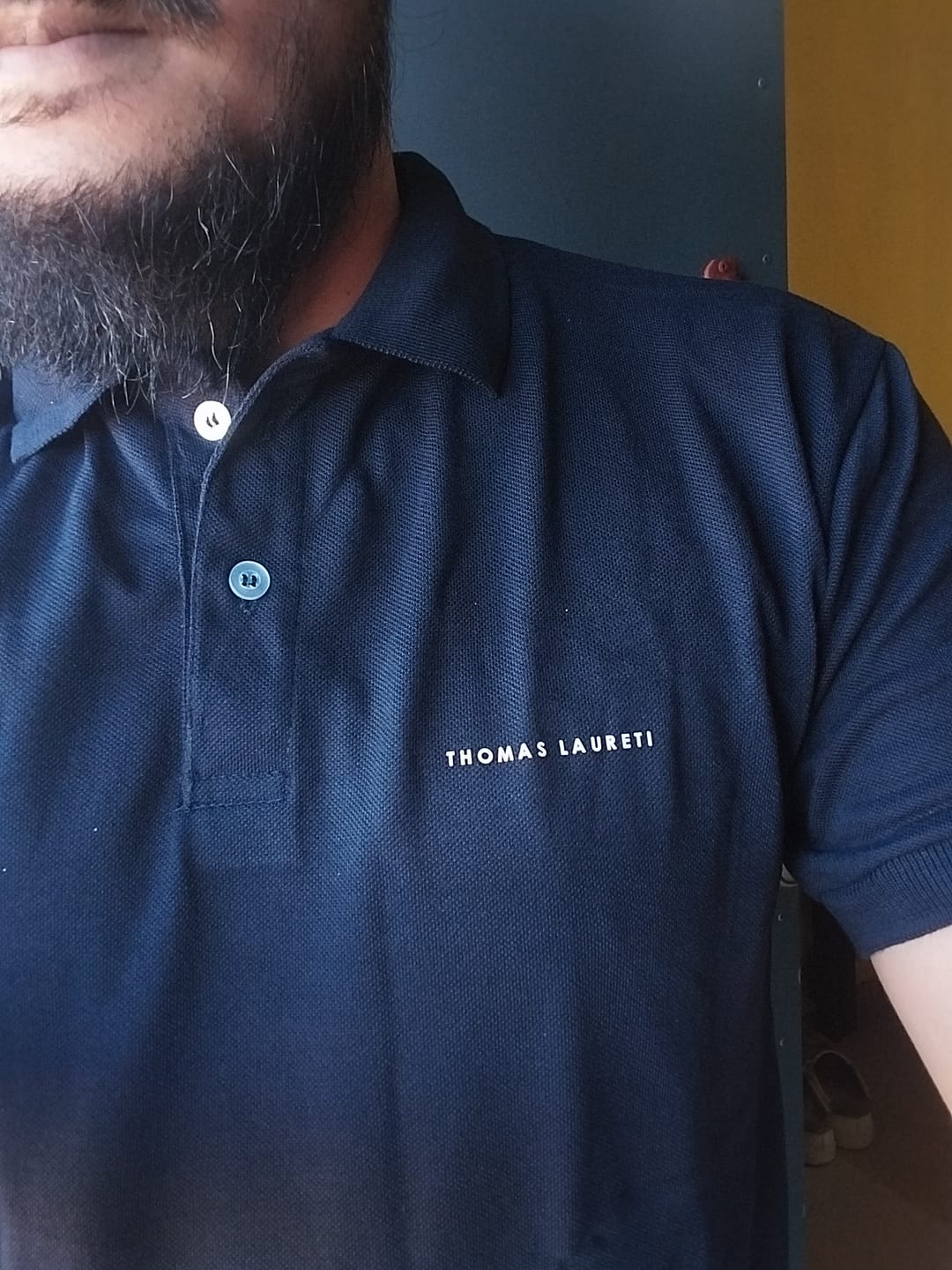 Customer photo review of Men's Thomas Laureti Navy Blue Polo Shirt