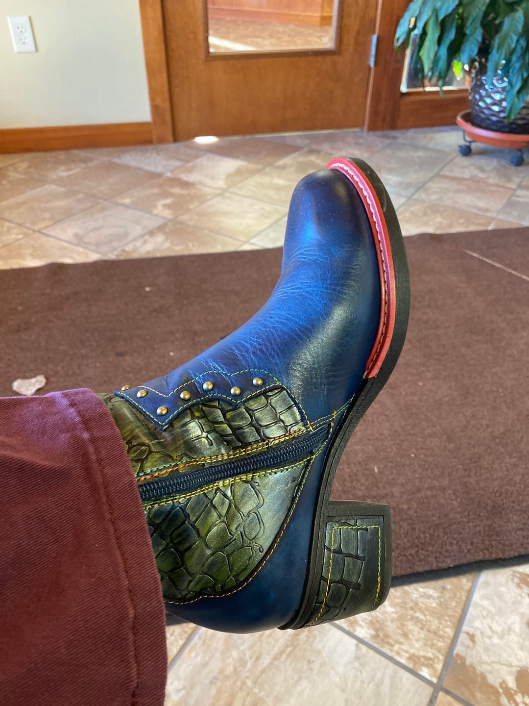Customer photo review of Vintage Handmade Comfort Chunky Heel Booties