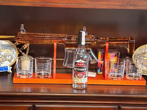 Customer photo review of AR-15 Glass Decanter with 2nd Amendment Whiskey Glasses