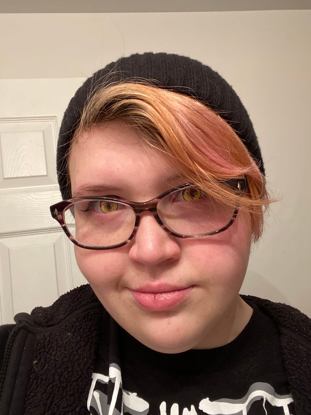 Customer photo review of Halloween DragonMaid Yellow Colored Contact Lenses
