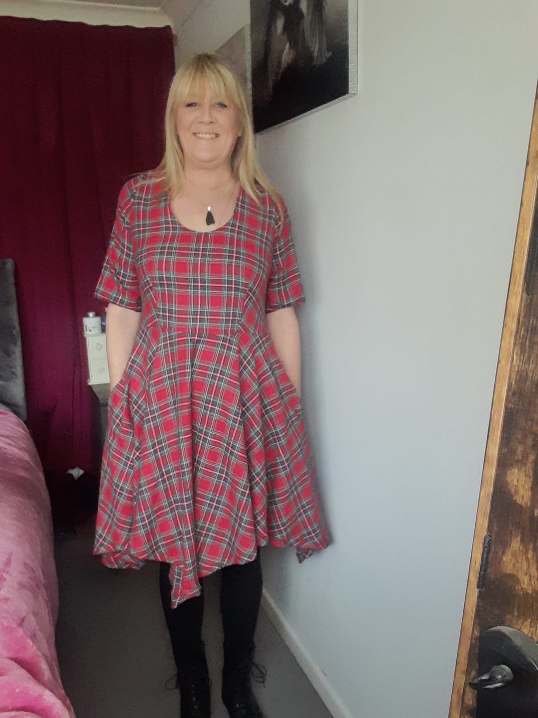 Customer photo review of Red Tartan Brushed Cotton Fabric