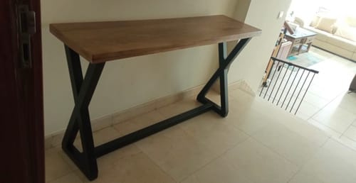Customer photo review of Wooden X Legs Console