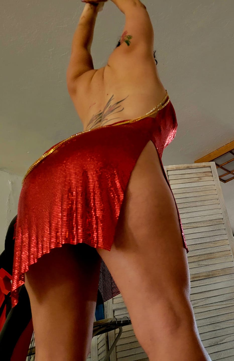 Customer photo review of Hot Red Sparkle Chainmail Dress
