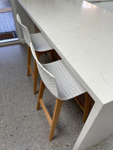 Customer photo review of Byron Solid Oak Bar Stool in White Acrylic