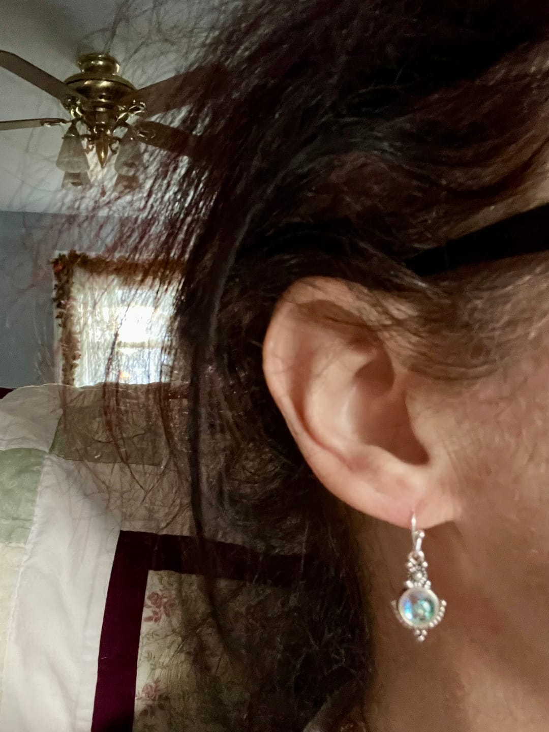 Customer photo review of Dangle Drop Moonstone Earrings