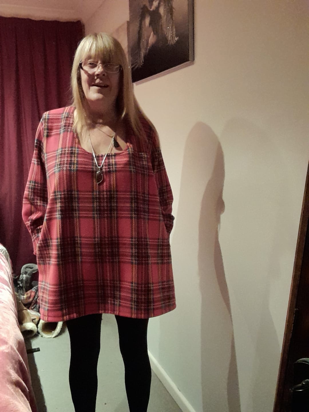 Customer photo review of Red Checkered Anti Pill Polar Fleece Fabric