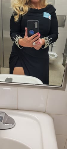 Customer photo review of Foldover Long Sleeve Jeweled Midi Dress