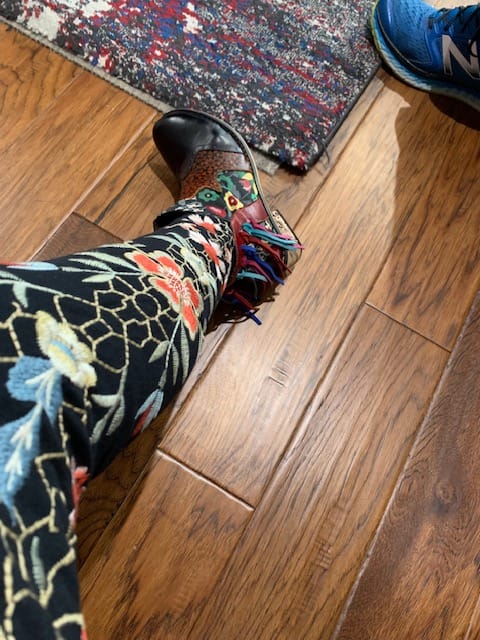 Customer photo review of Casual Leather Tassel Jacquard Boots