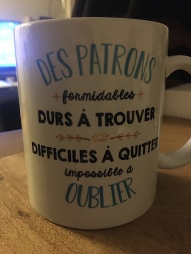Customer photo review of Mug Formidable Patron Cadeau Travail blanc
