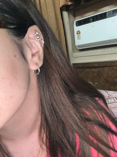 Customer photo review of Oxidised Vintage Hoops