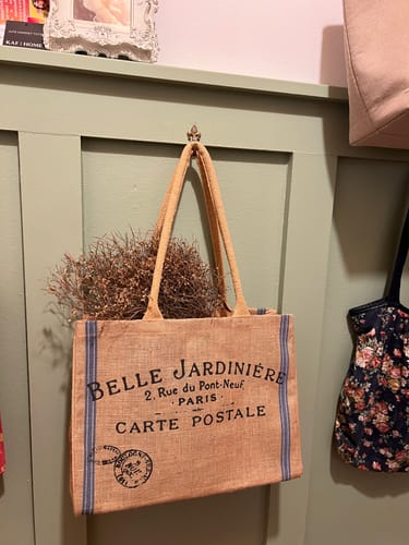 Customer photo review of KAF Home Jute Market Tote Bag, Belle Jardiniere Print, Durable Handle, Reinforced Bottom and Interior Zipper Pocket